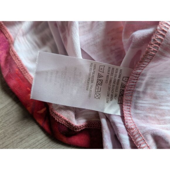 Susan Graver Weekend V-Neck Floral Print Short Sleeve Top Pink/Red XL Womens - Picture 5 of 7